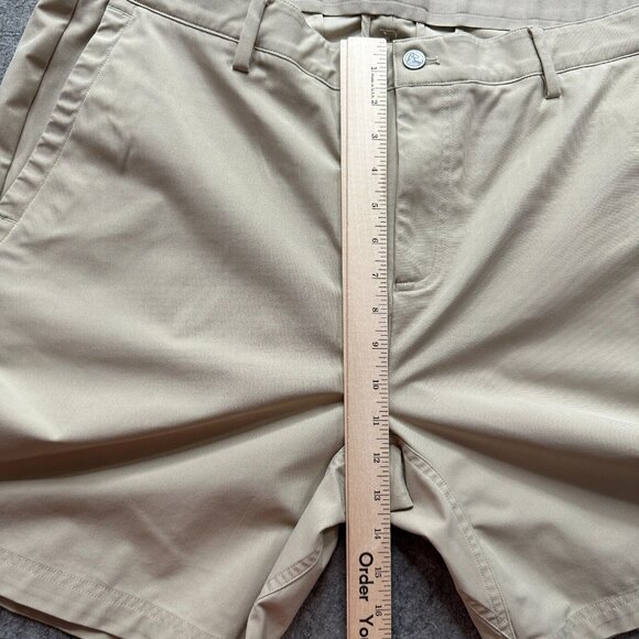 Rhoback Shorts Men 40 Beige Khaki Performance Lined 8" Flat Front Chino - Picture 16 of 16